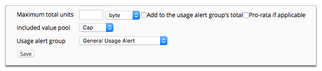 Screenshot showing additional included usage setting on plan usage charge rule.