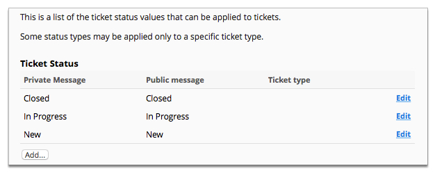 Screenshot of the Ticket Status List