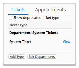 Screenshot of the Ticket Types page