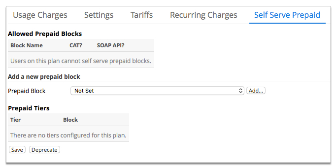 Screenshot of the Self Serve Prepaid page