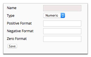 Screenshot of the numeric format configuration properties