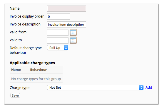 Screenshot of Invoice Grouping properties page