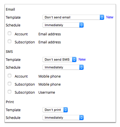 Screenshot of notification method properties