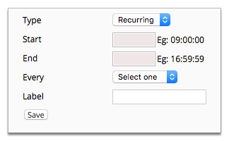 Screenshot of the Helpdesk schedule item screen