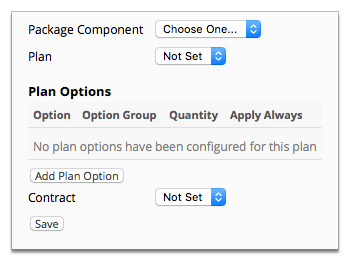 Screenshot of Packge plan component properties