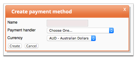 Screenshot of the Create payment method window