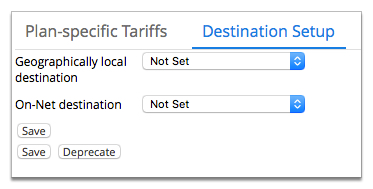 Screenshot of Destination Setup tab