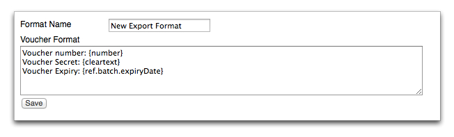 Screenshot of Voucher Format New Export Format properties