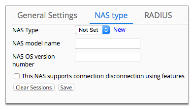 Screenshot of NAS type tab