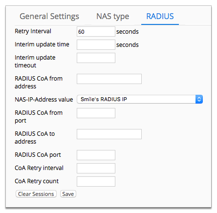 Screenshot of RADIUS properties page