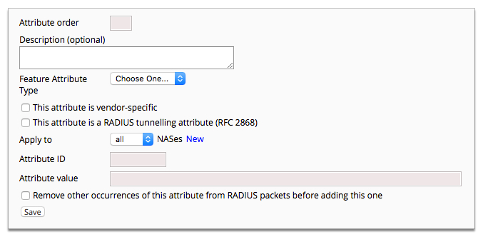 RADIUS Features attribute properties page