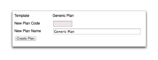 Screenshot of the Create Plan page