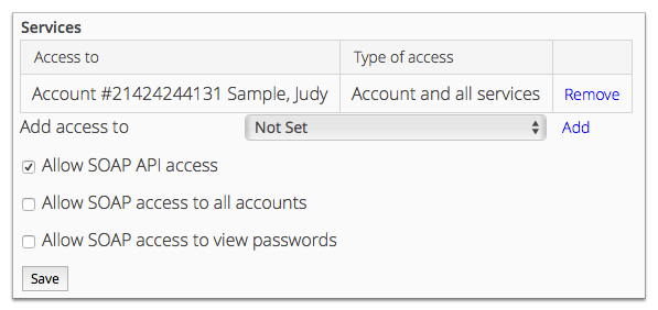 An example CAT Access service Access page.